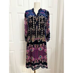 Johnny‎ Was Womens Multicolored Summer Elora Burnout Silk-Blend Dress Size XS